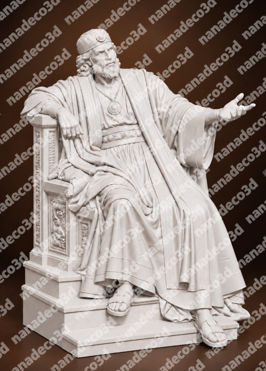 Figura de Herodes sentado para belén de Nanadeco3D, impresa en 3D y sin pintar