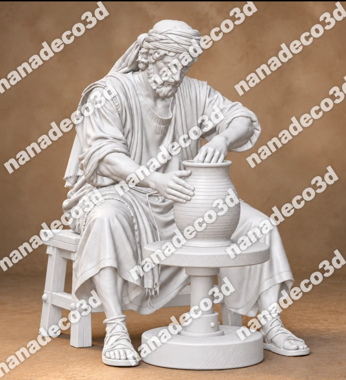 Figura de Alfarero para belén de Nanadeco3D, impresa en 3D y sin pintar