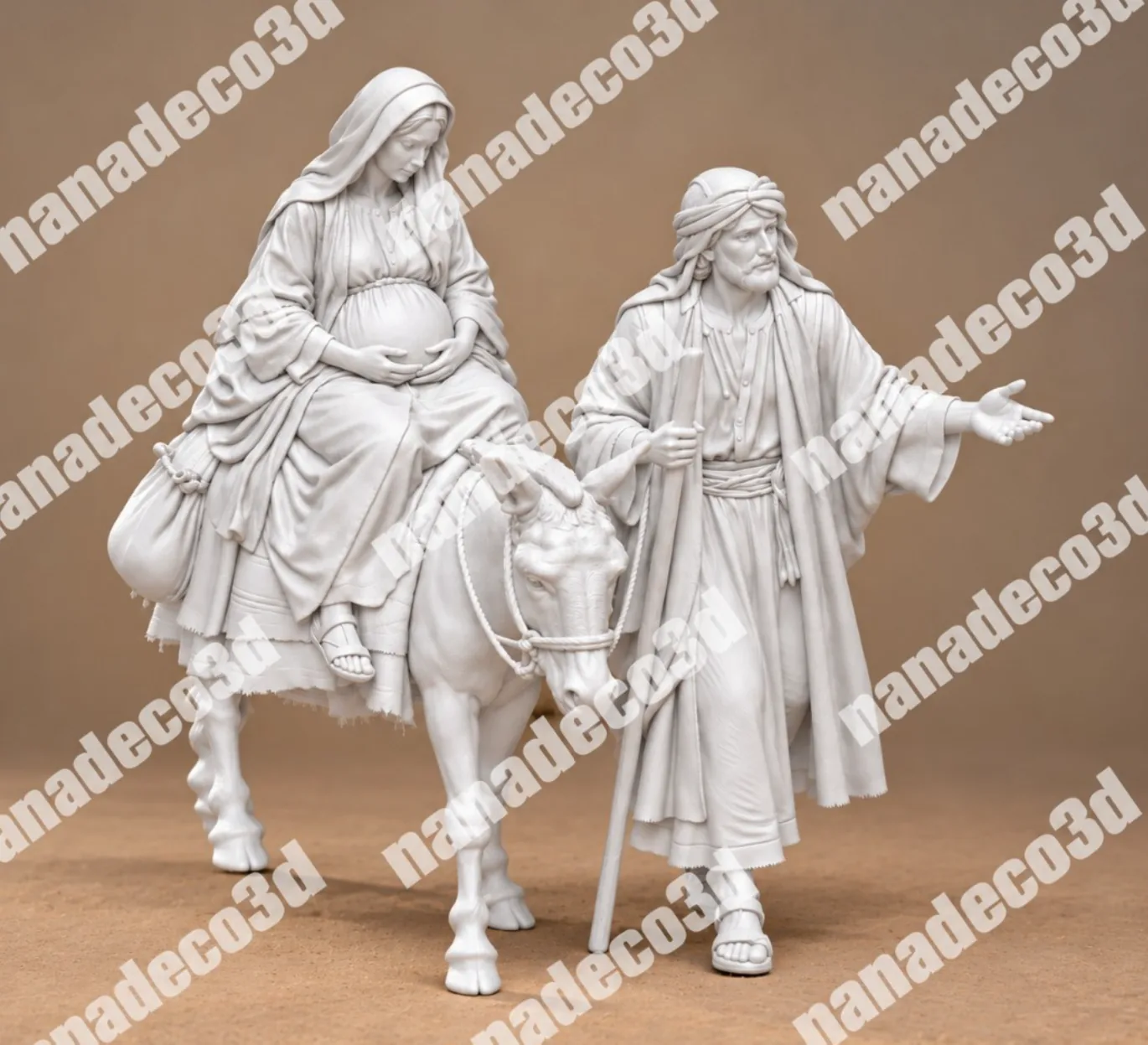 Figura de Buscando posada para belén de Nanadeco3D, impresa en 3D y sin pintar