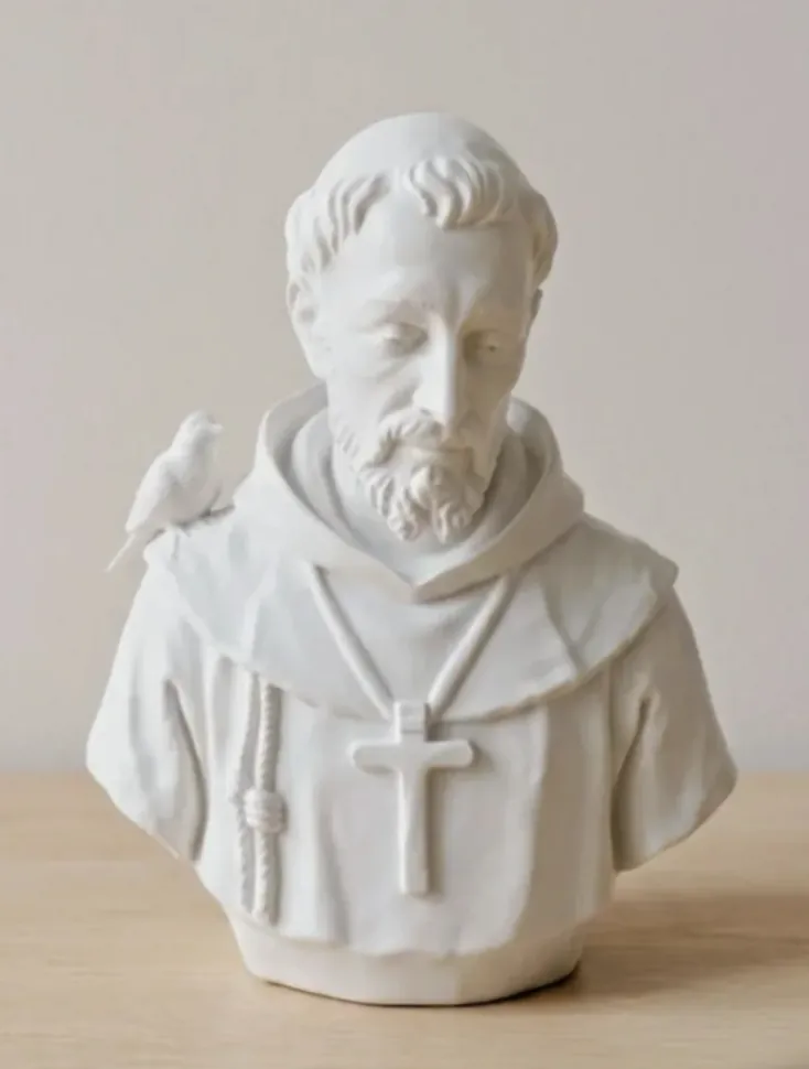 Figura de Busto San Francisco de Asís para belén de Nanadeco3D, impresa en 3D y sin pintar