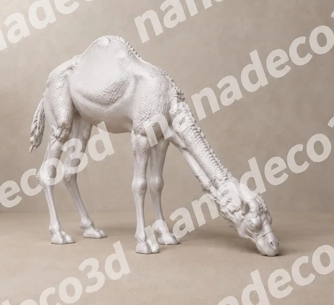 Figura de Camello bebiendo para belén de Nanadeco3D, impresa en 3D y sin pintar