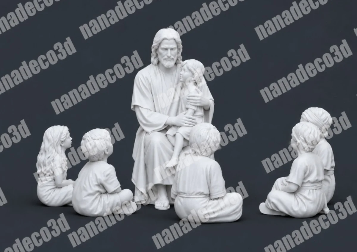 Figura de Dejen que los niños se acerquen para belén de Nanadeco3D, impresa en 3D y sin pintar