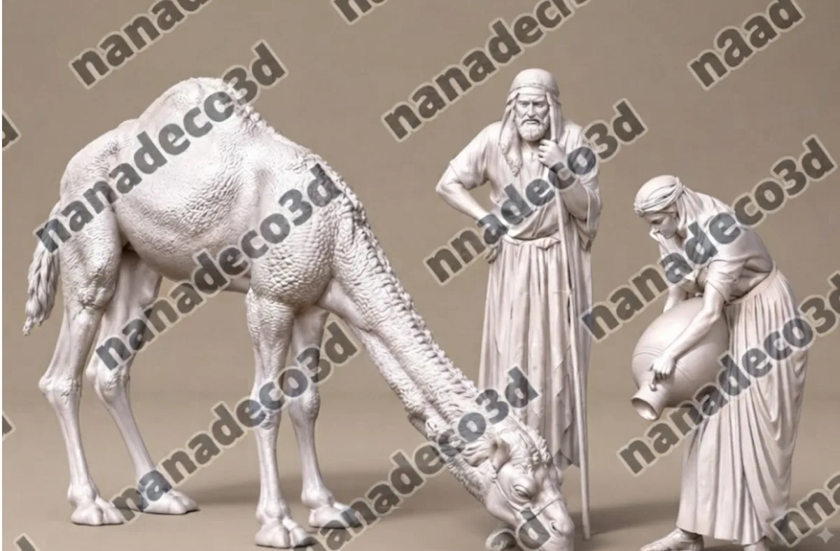Figura de Eliezer buscando novia para belén de Nanadeco3D, impresa en 3D y sin pintar