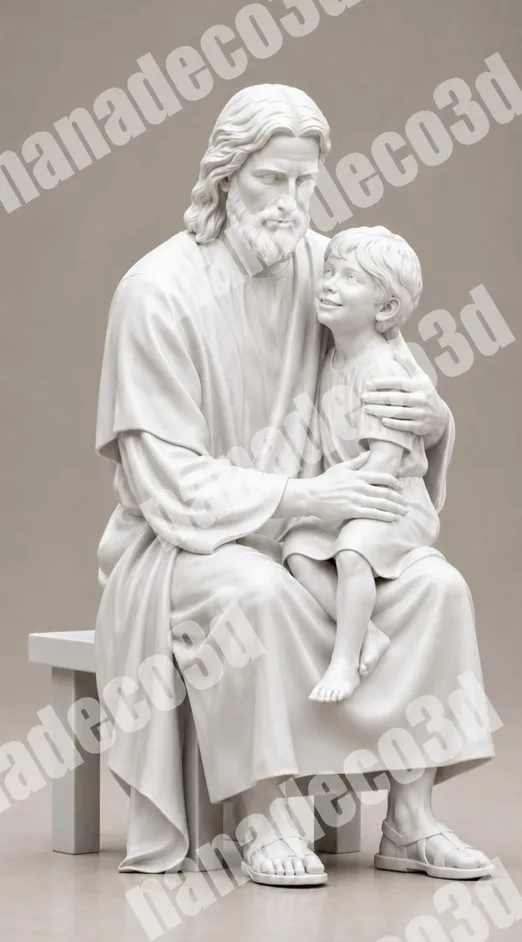 Figura de Jesus con niño para belén de Nanadeco3D, impresa en 3D y sin pintar