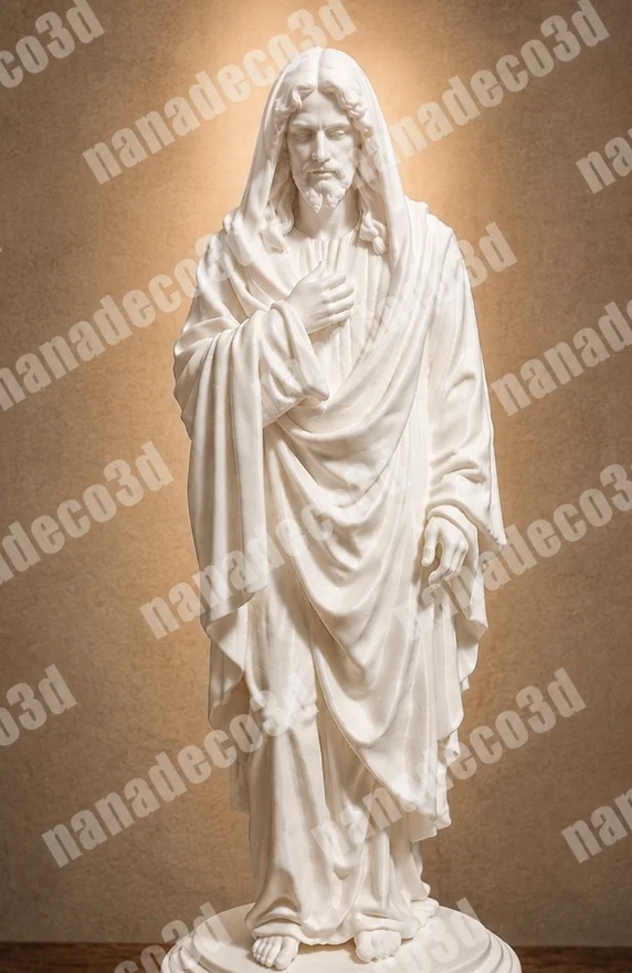 Figura de Jesus mano en pecho 2 para belén de Nanadeco3D, impresa en 3D y sin pintar