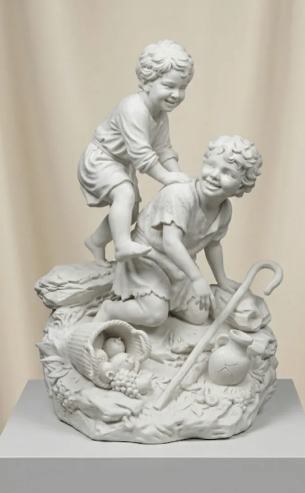 Figura de Jesús y Juanito jugando belén para belén de Nanadeco3D, impresa en 3D y sin pintar