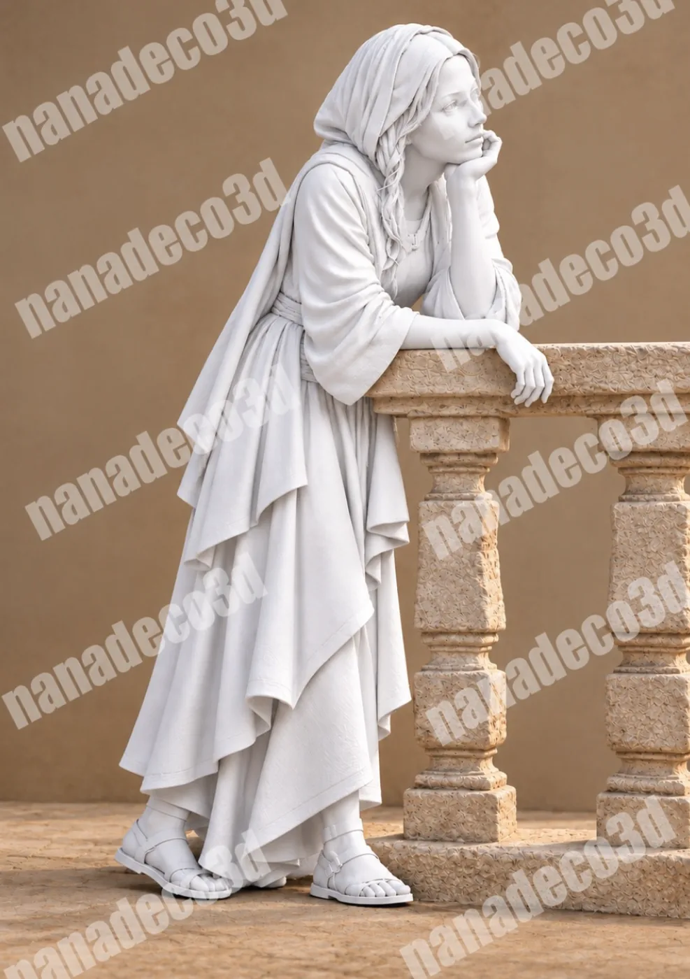 Figura de Joven pensando apoyada para belén de Nanadeco3D, impresa en 3D y sin pintar