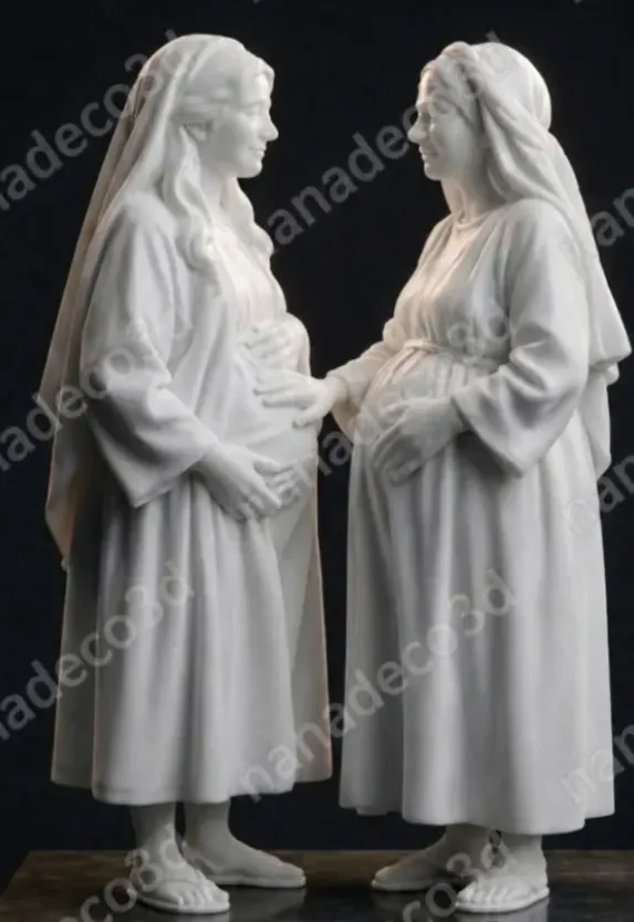 Figura de Maria e isabel embarazadas para belén de Nanadeco3D, impresa en 3D y sin pintar