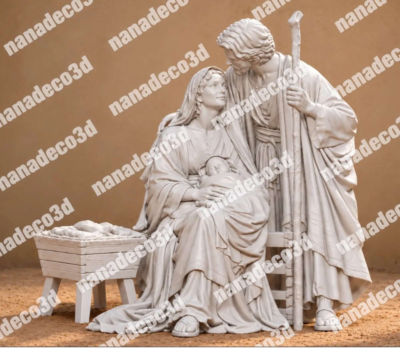 Figura de Misterio enamorado para belén de Nanadeco3D, impresa en 3D y sin pintar