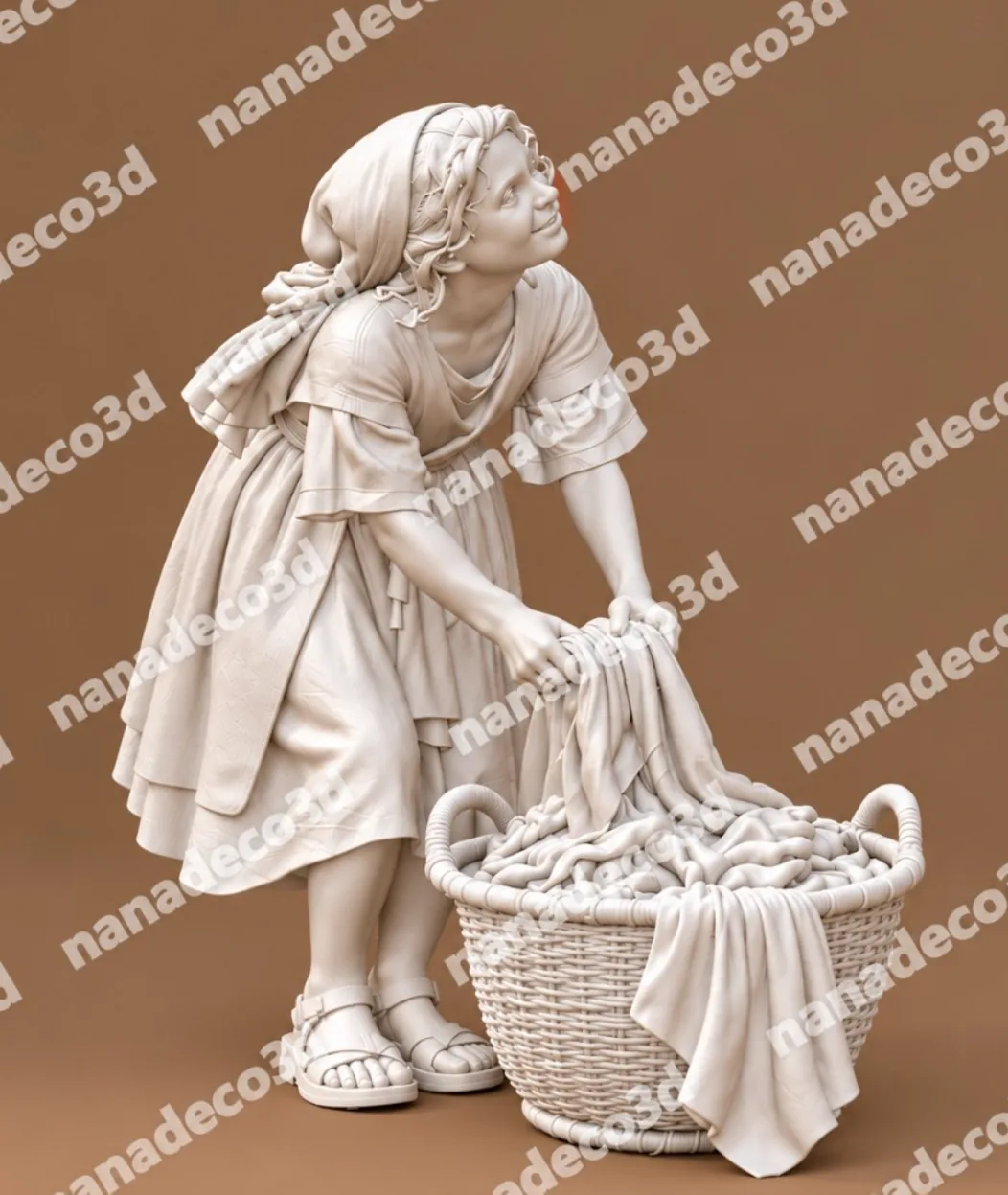 Figura de Niña lavandera para belén de Nanadeco3D, impresa en 3D y sin pintar