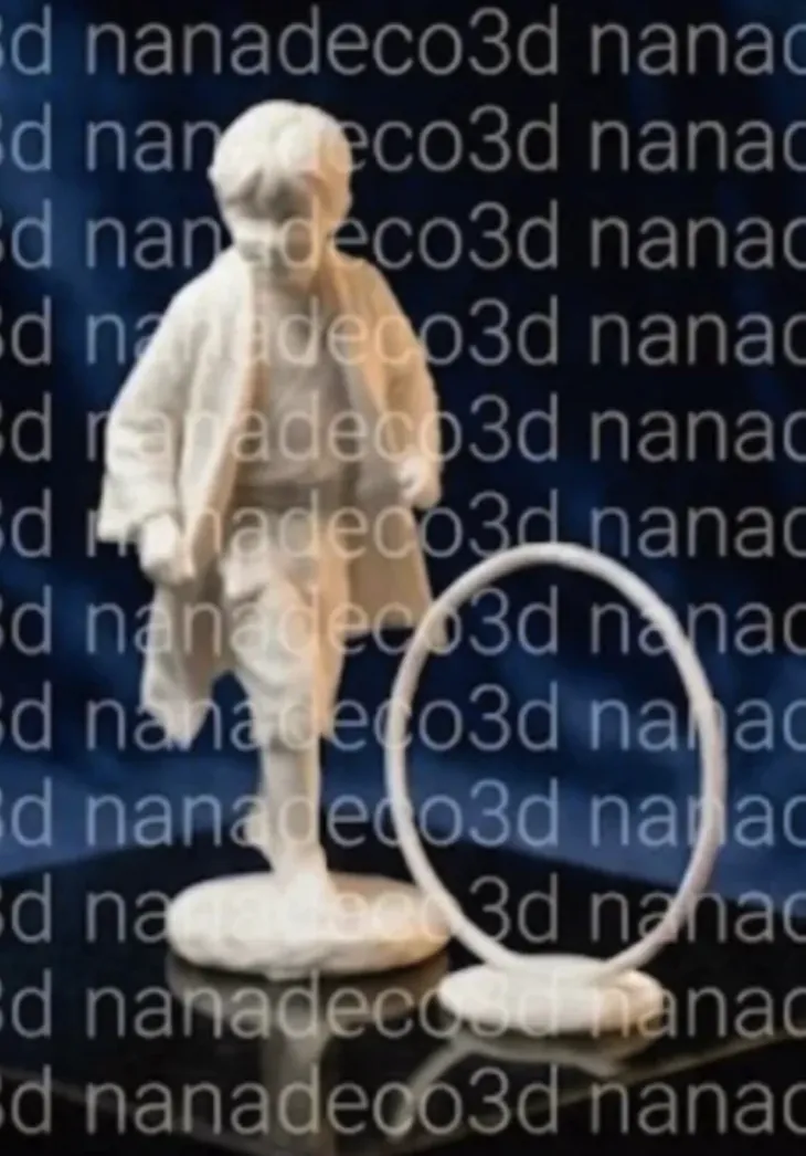 Figura de Niño jugando rueda para belén de Nanadeco3D, impresa en 3D y sin pintar