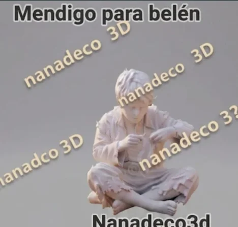 Figura de Niño mendigo para belén de Nanadeco3D, impresa en 3D y sin pintar