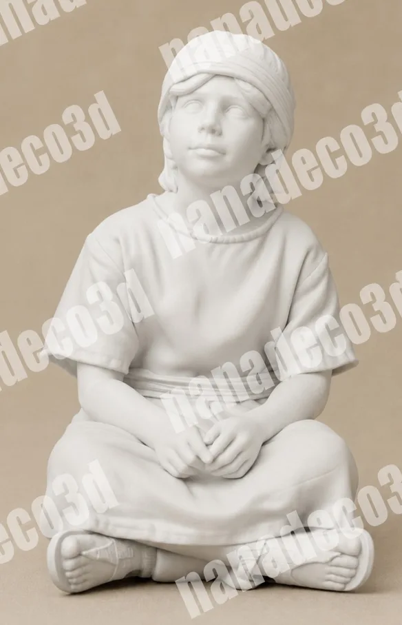 Figura de Niño mirando a Jesus 4 para belén de Nanadeco3D, impresa en 3D y sin pintar