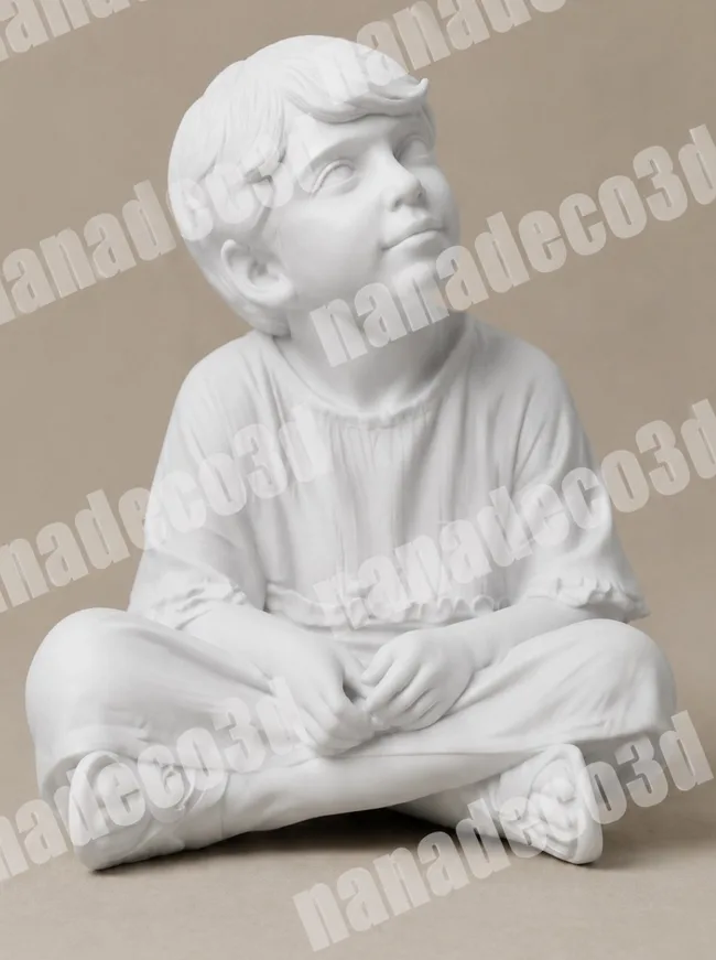 Figura de Niño mirando a Jesus 5 para belén de Nanadeco3D, impresa en 3D y sin pintar