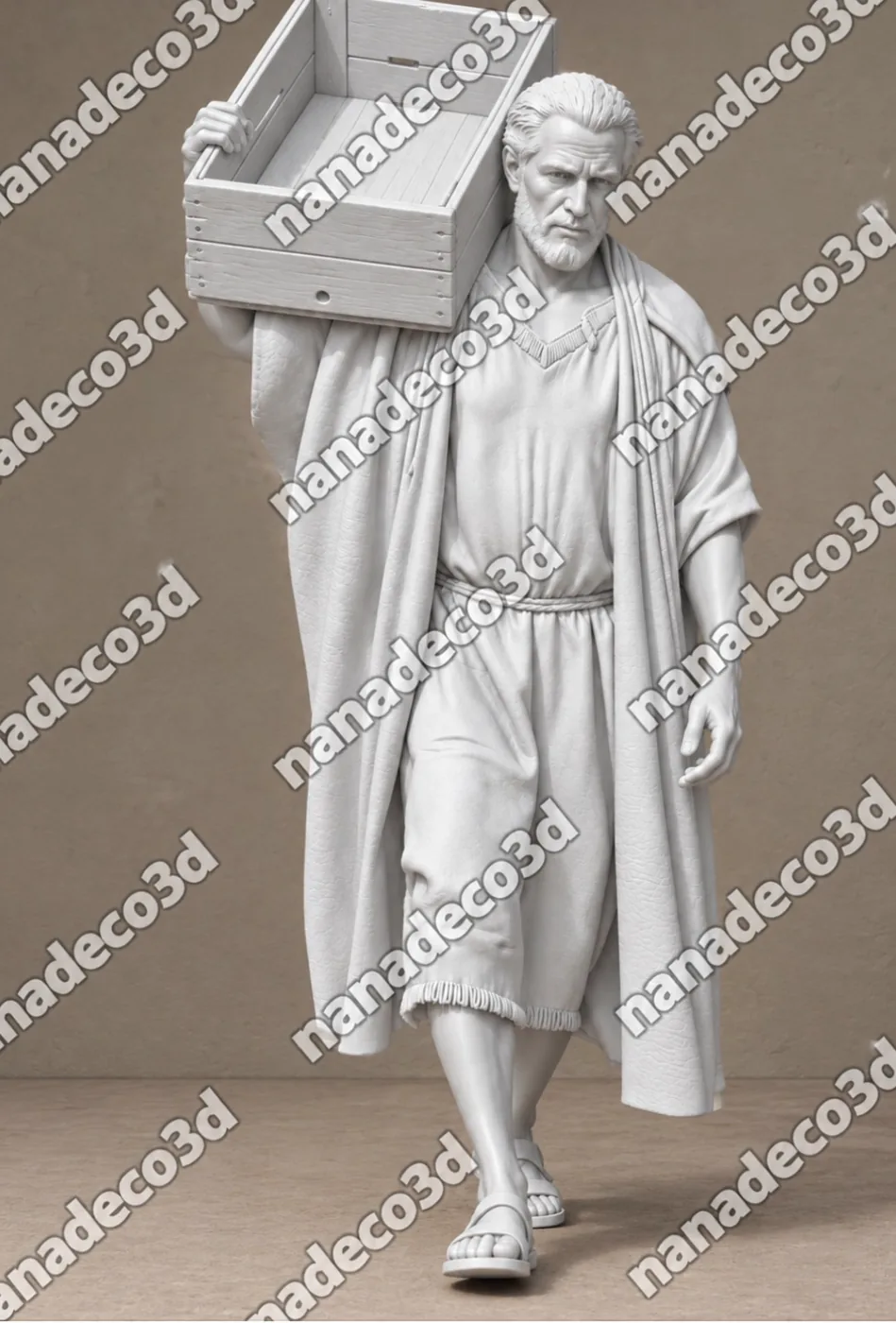 Figura de Pescador con caja para belén de Nanadeco3D, impresa en 3D y sin pintar