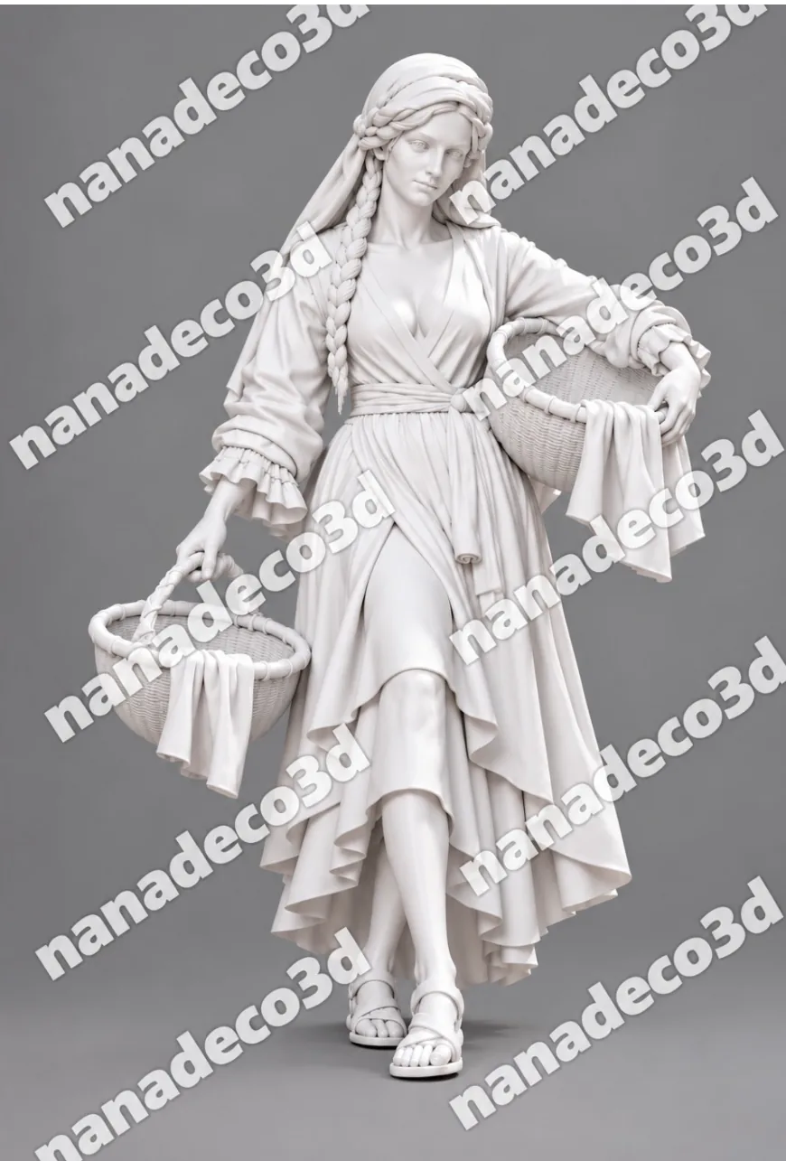 Figura de Porteadora bonita para belén de Nanadeco3D, impresa en 3D y sin pintar