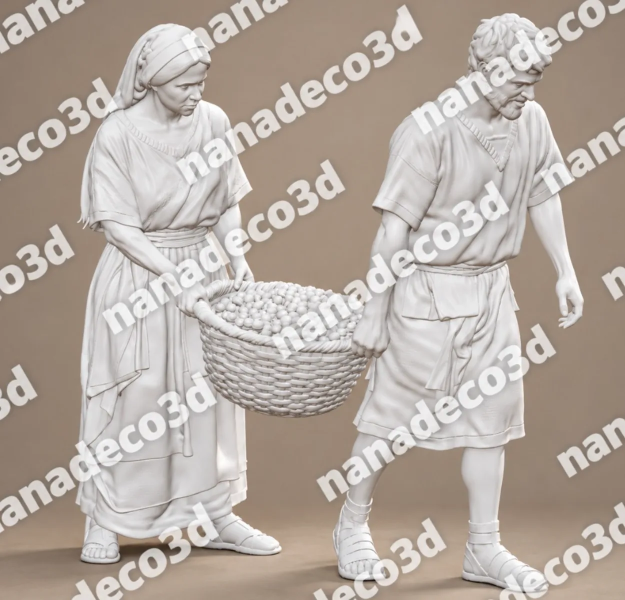 Figura de Porteadores de aceitunas para belén de Nanadeco3D, impresa en 3D y sin pintar