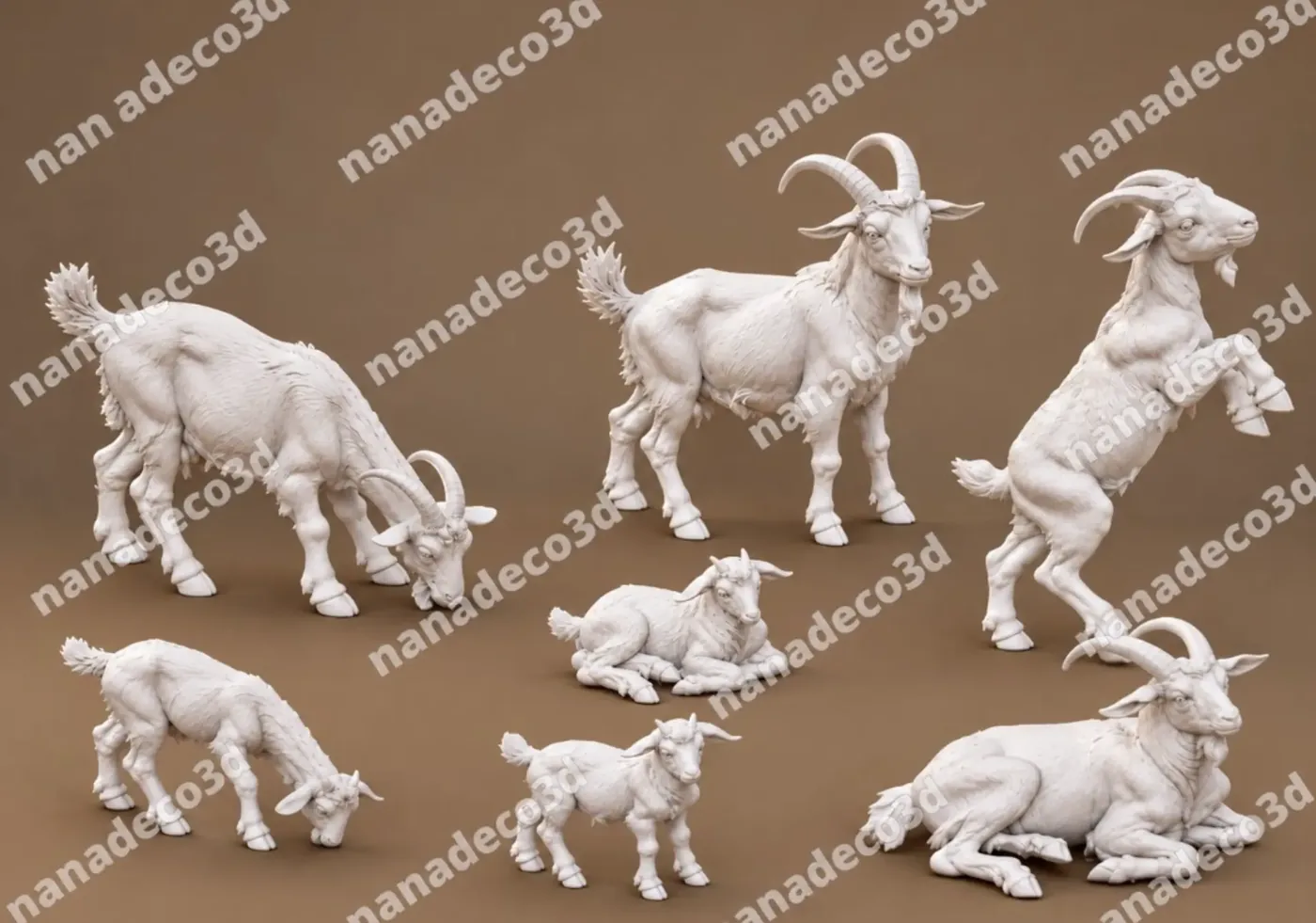 Figura de Rebaño de cabras para belén de Nanadeco3D, impresa en 3D y sin pintar