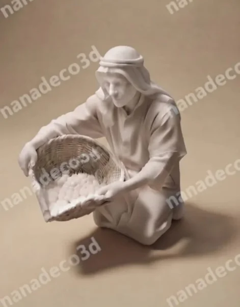 Figura de Recogiendo aceitunas para belén de Nanadeco3D, impresa en 3D y sin pintar