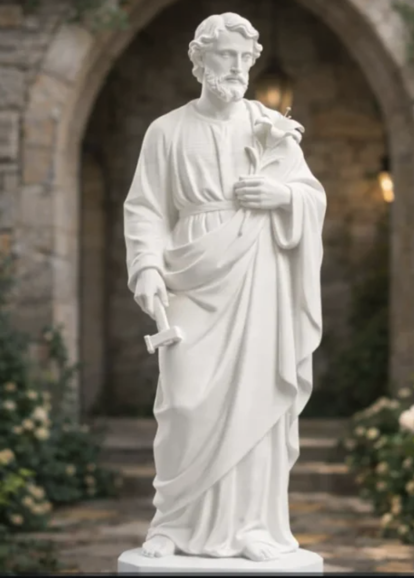 Figura de San Jose con flor para belén de Nanadeco3D, impresa en 3D y sin pintar